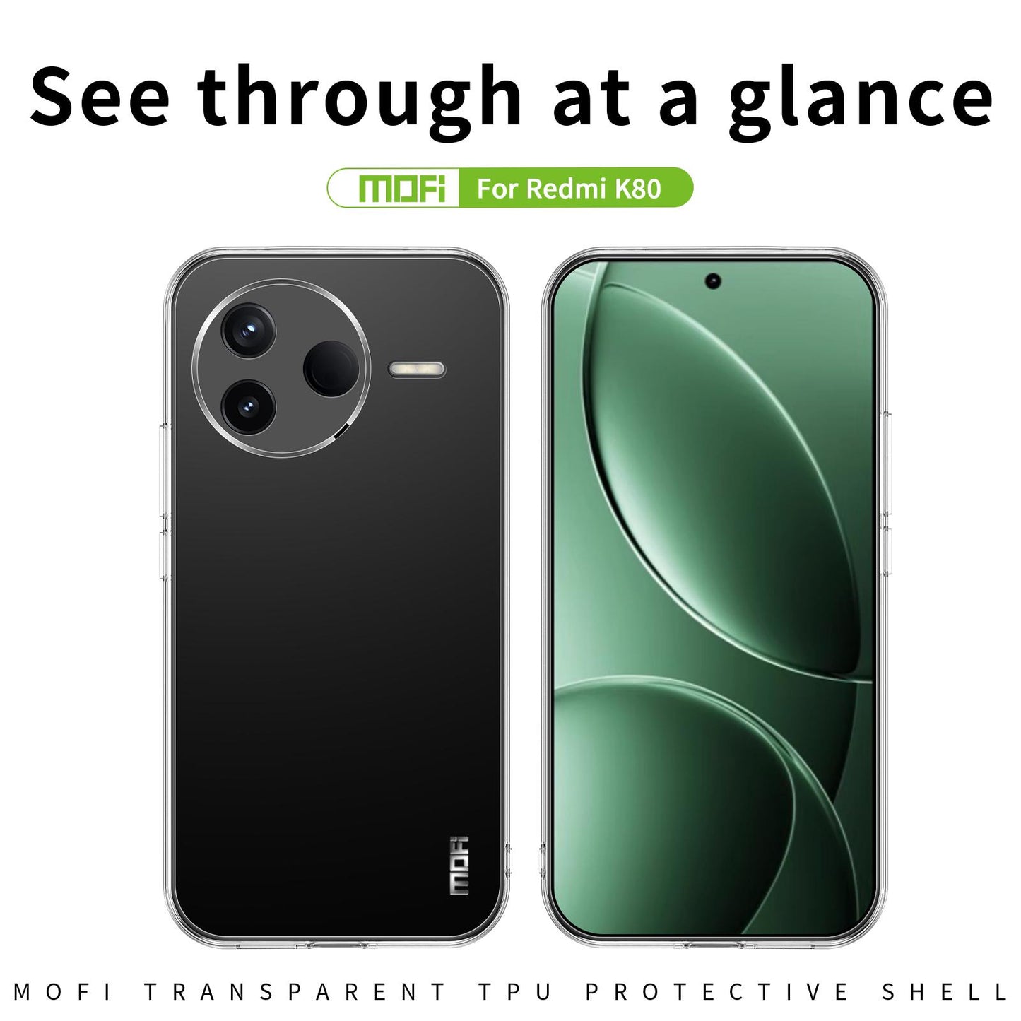 Xiaomi Redmi K80 Clear TPU Case - Ultra-Thin, Shockproof, Anti-Yellowing Transparent Soft Protective Cover with Precise Cutouts, Scratch Resistance & Lightweight Design