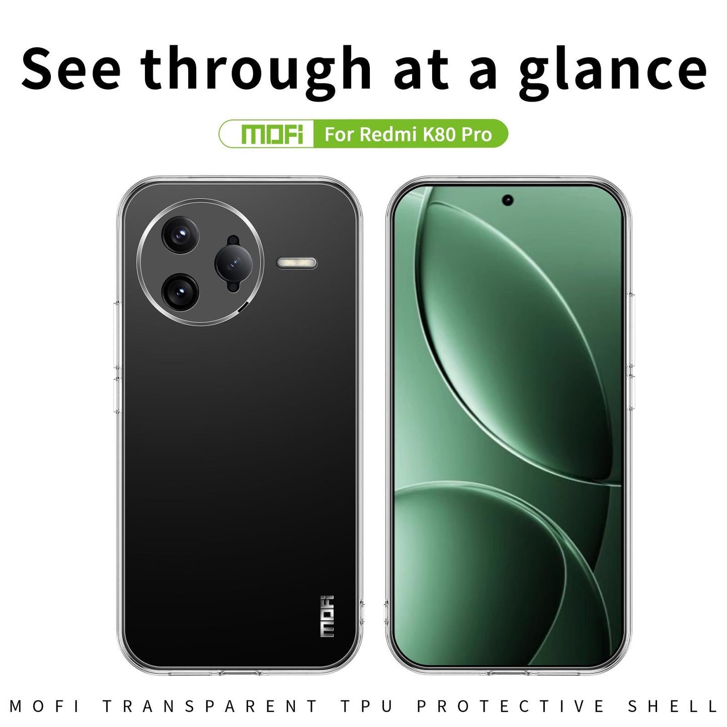 Xiaomi Redmi K80 Pro Clear TPU Case - Ultra-Thin, Shockproof, Anti-Yellowing Transparent Soft Protective Cover with Precise Cutouts, Scratch Resistance & Lightweight Design