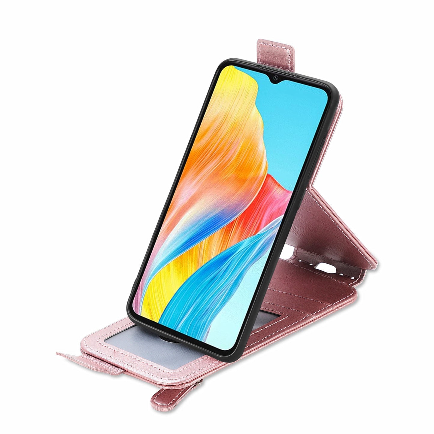 OPPO A78 4G Zipper Wallet Case - Vertical Flip Leather Phone Cover with Multiple Card Slots and Stand