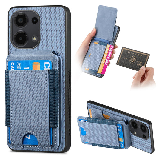 Xiaomi Redmi Note 13 Pro 4G Vertical Flip Wallet Stand Phone Case with Carbon Fibre Pattern