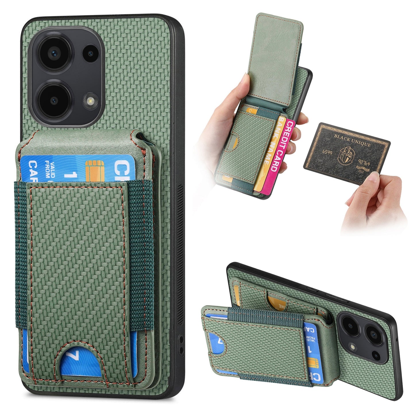Xiaomi Redmi Note 13 Pro 5G Vertical Flip Wallet Stand Phone Case with Carbon Fibre Pattern