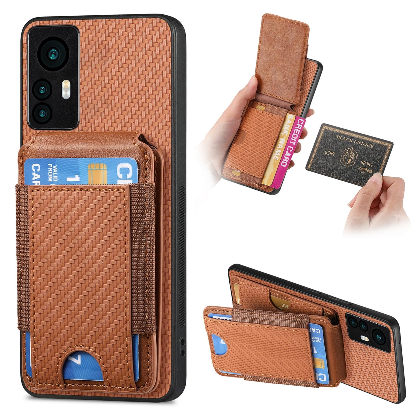 For Xiaomi 12 Lite Vertical Flip Wallet Stand Phone Case with Carbon Fibre Pattern