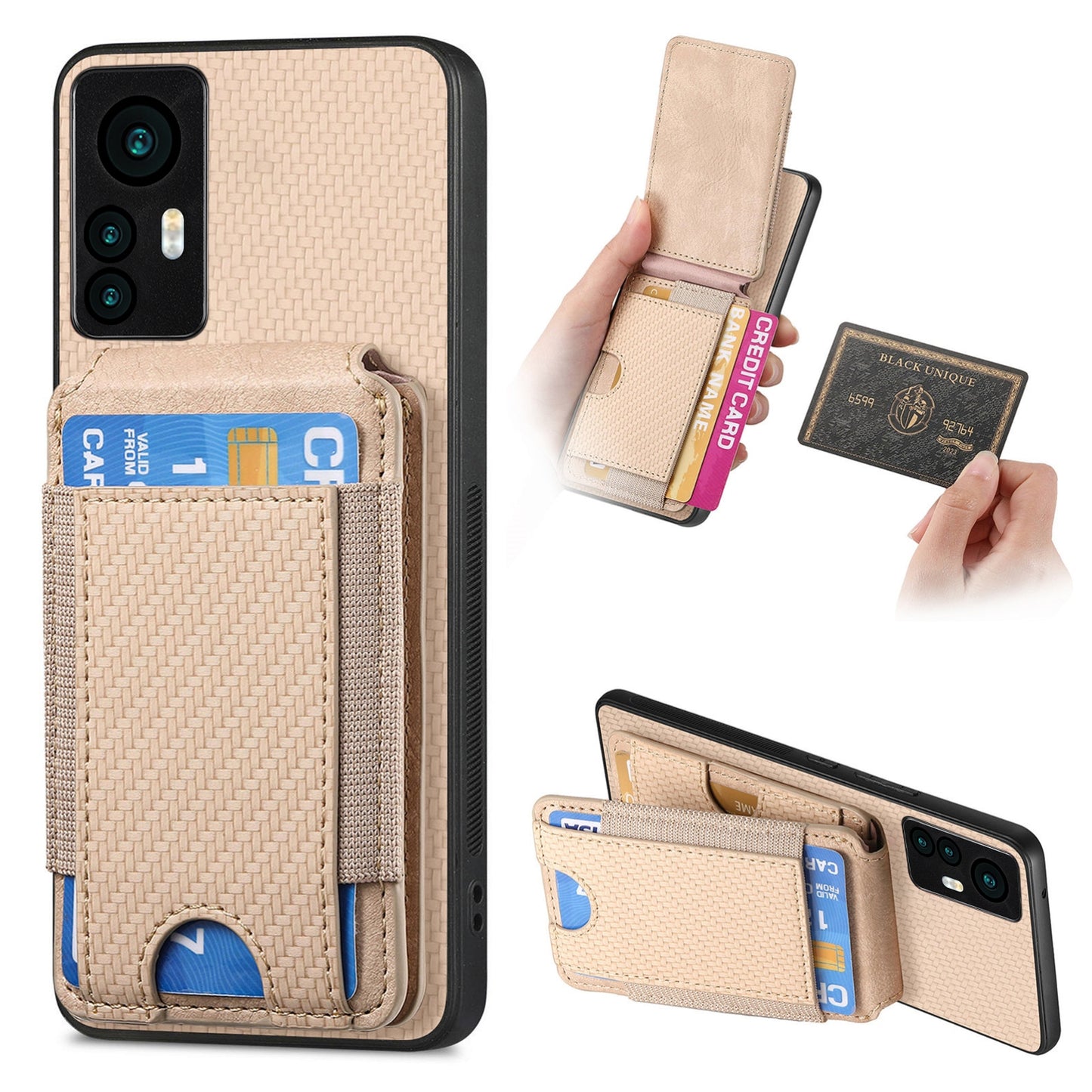For Xiaomi 12 Lite Vertical Flip Wallet Stand Phone Case with Carbon Fibre Pattern