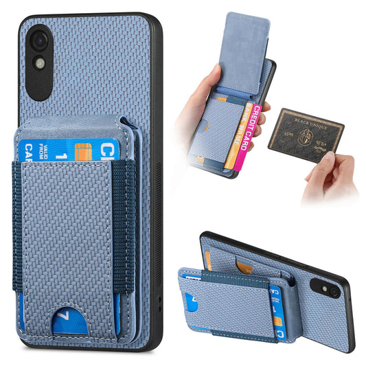 Xiaomi Redmi 9A Vertical Flip Wallet Stand Phone Case with Carbon Fibre Pattern