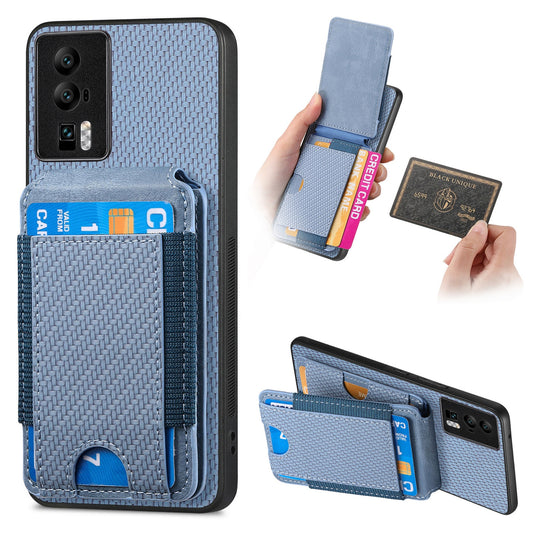 Xiaomi Redmi K60/K60 Pro Vertical Flip Wallet Stand Phone Case with Carbon Fibre Pattern