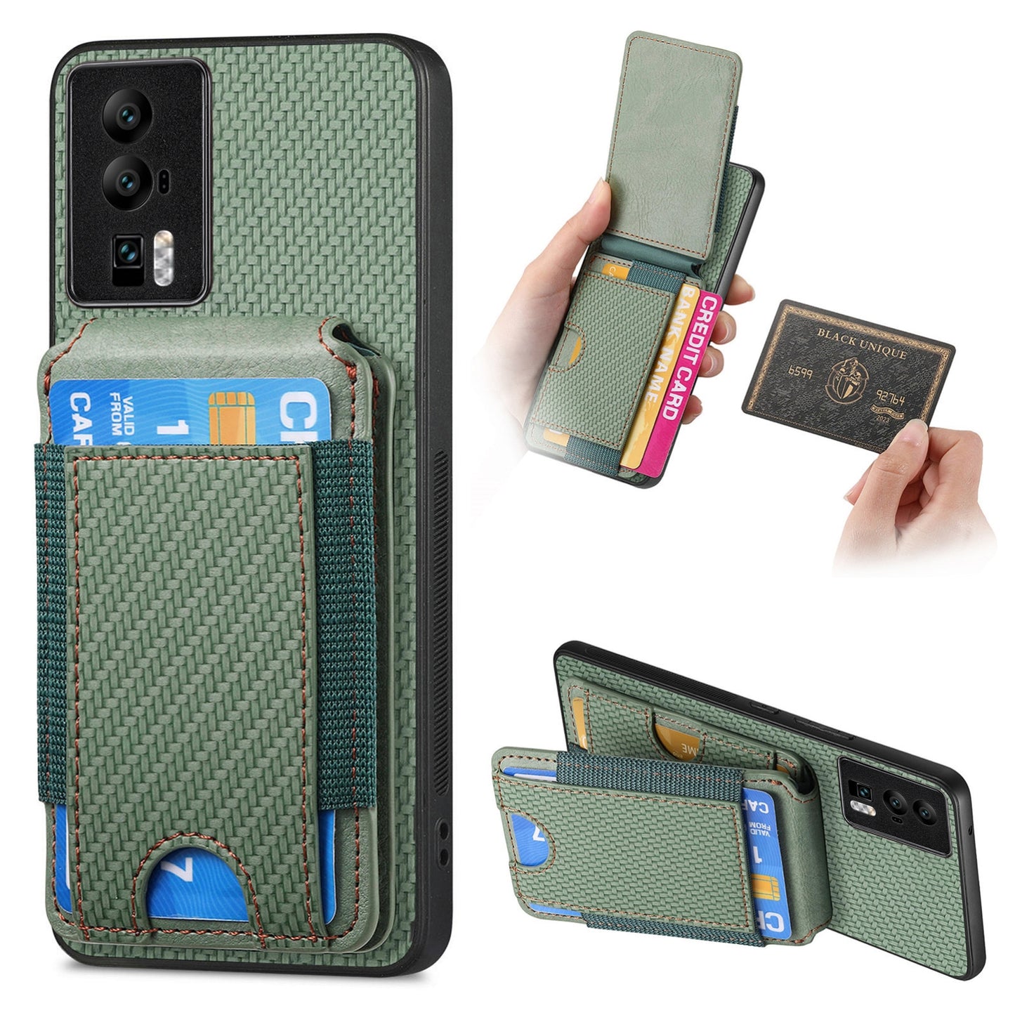 Xiaomi Redmi K60/K60 Pro Vertical Flip Wallet Stand Phone Case with Carbon Fibre Pattern