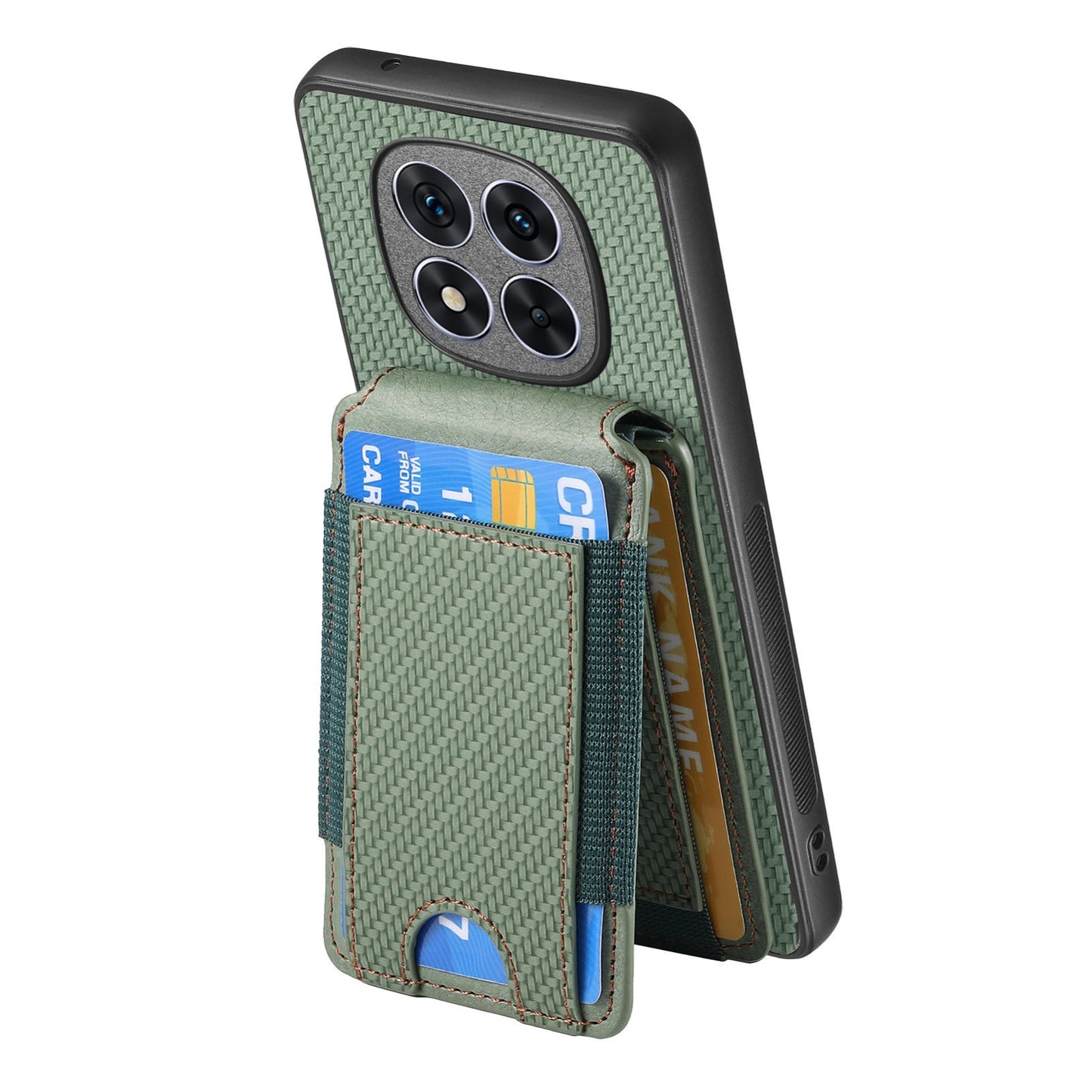 Xiaomi Redmi Note 14 Pro 5G Vertical Flip Wallet Stand Phone Case with Carbon Fibre Pattern