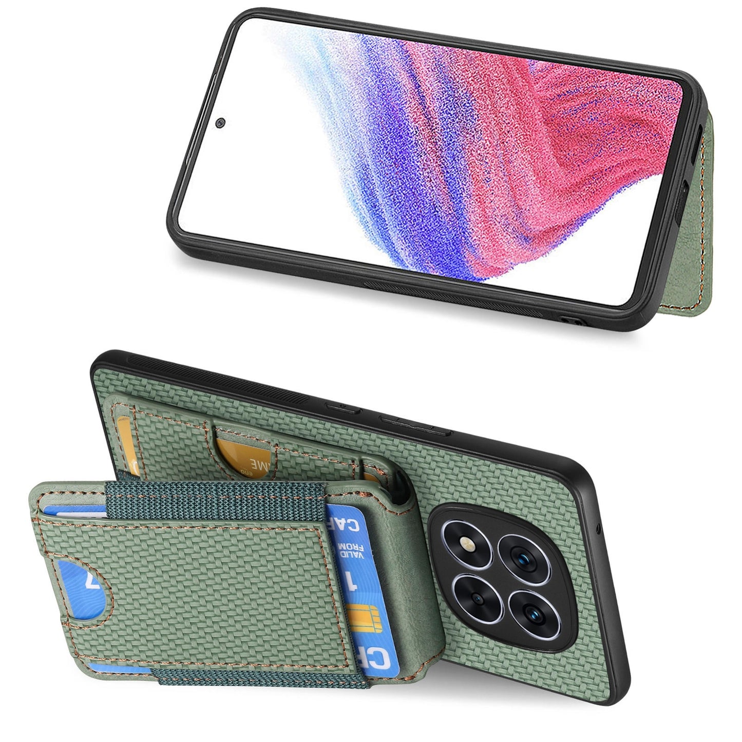 Xiaomi Redmi Note 14 Pro 5G Vertical Flip Wallet Stand Phone Case with Carbon Fibre Pattern