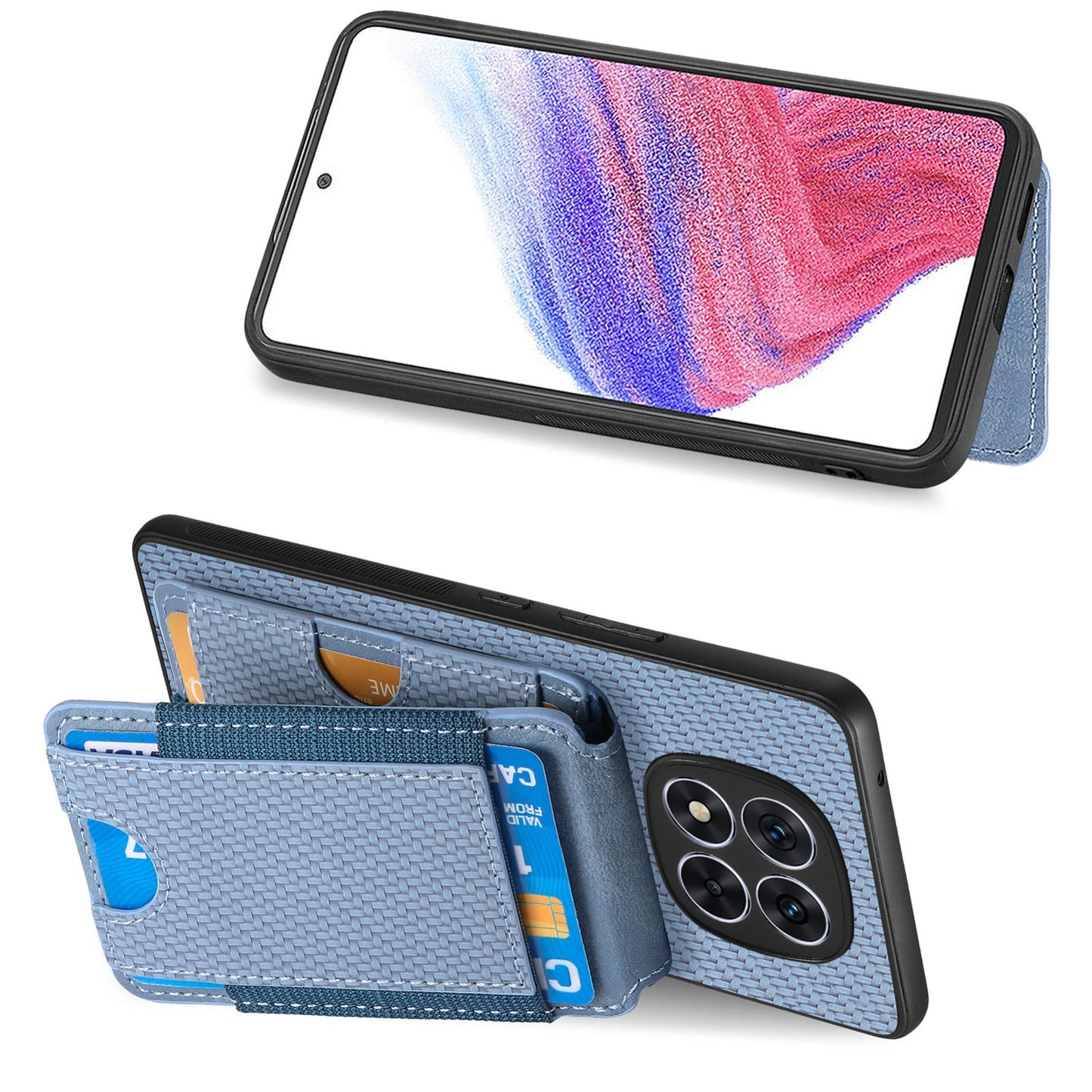 Xiaomi Redmi Note 14 Pro+ 5G Vertical Flip Wallet Stand Phone Case with Carbon Fibre Pattern