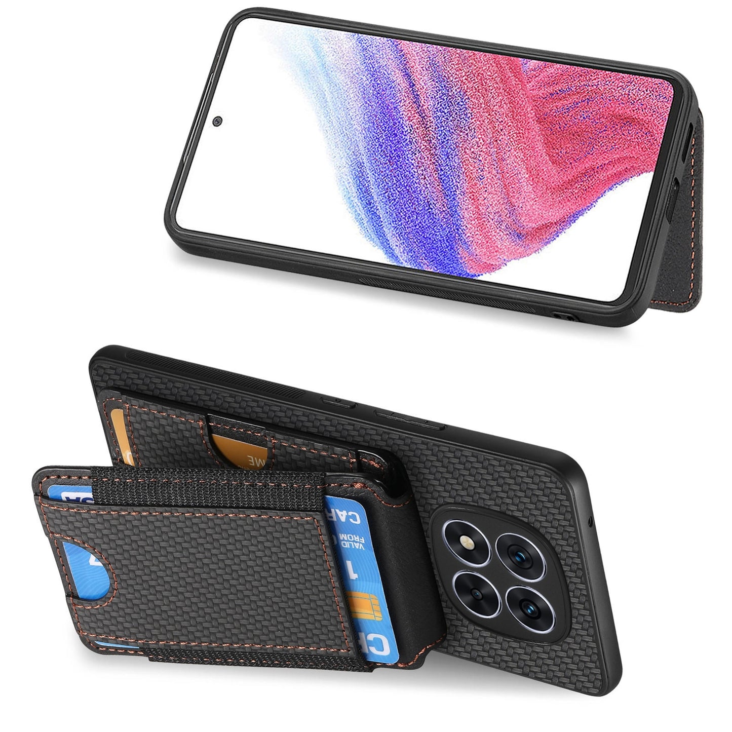 Xiaomi Redmi Note 14 Pro+ 5G Vertical Flip Wallet Stand Phone Case with Carbon Fibre Pattern