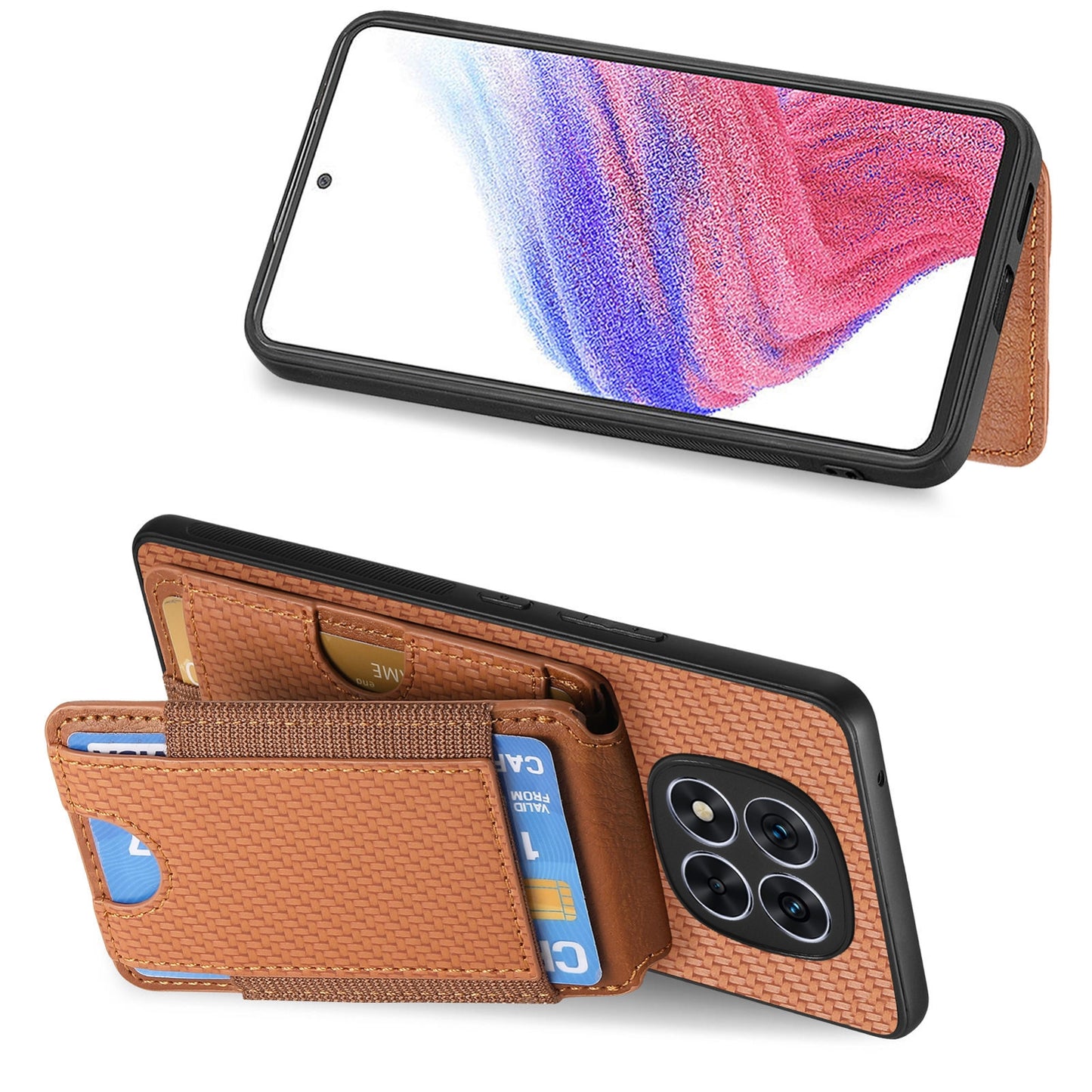 Xiaomi Redmi Note 14 Pro+ 5G Vertical Flip Wallet Stand Phone Case with Carbon Fibre Pattern