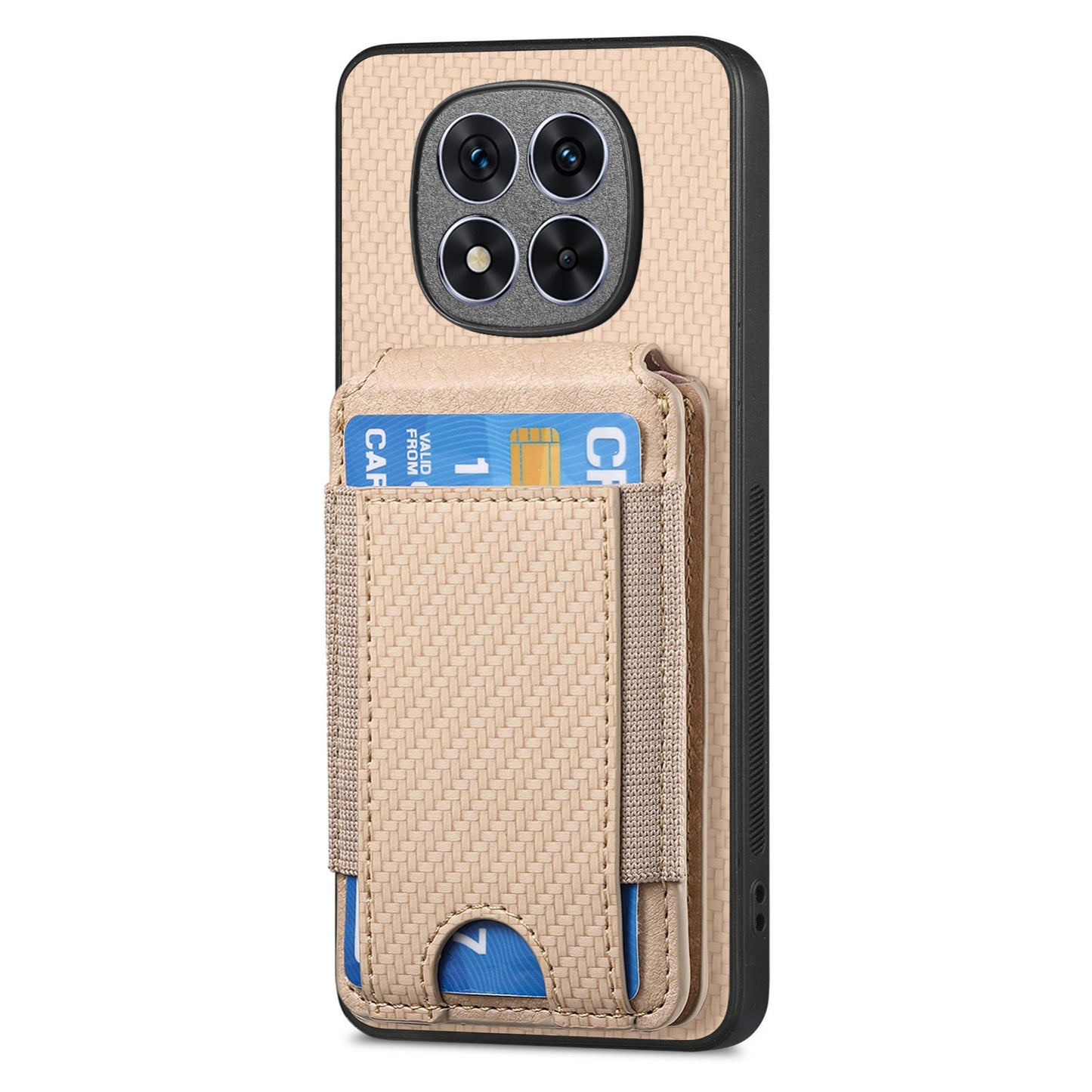 Xiaomi Redmi Note 14 Pro+ 5G Vertical Flip Wallet Stand Phone Case with Carbon Fibre Pattern