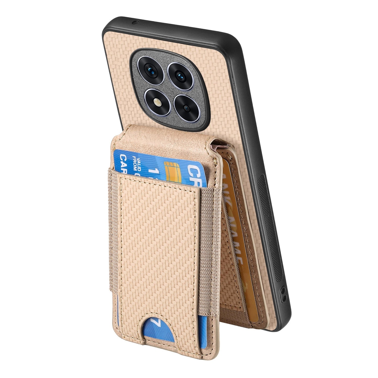 Xiaomi Redmi Note 14 Pro+ 5G Vertical Flip Wallet Stand Phone Case with Carbon Fibre Pattern