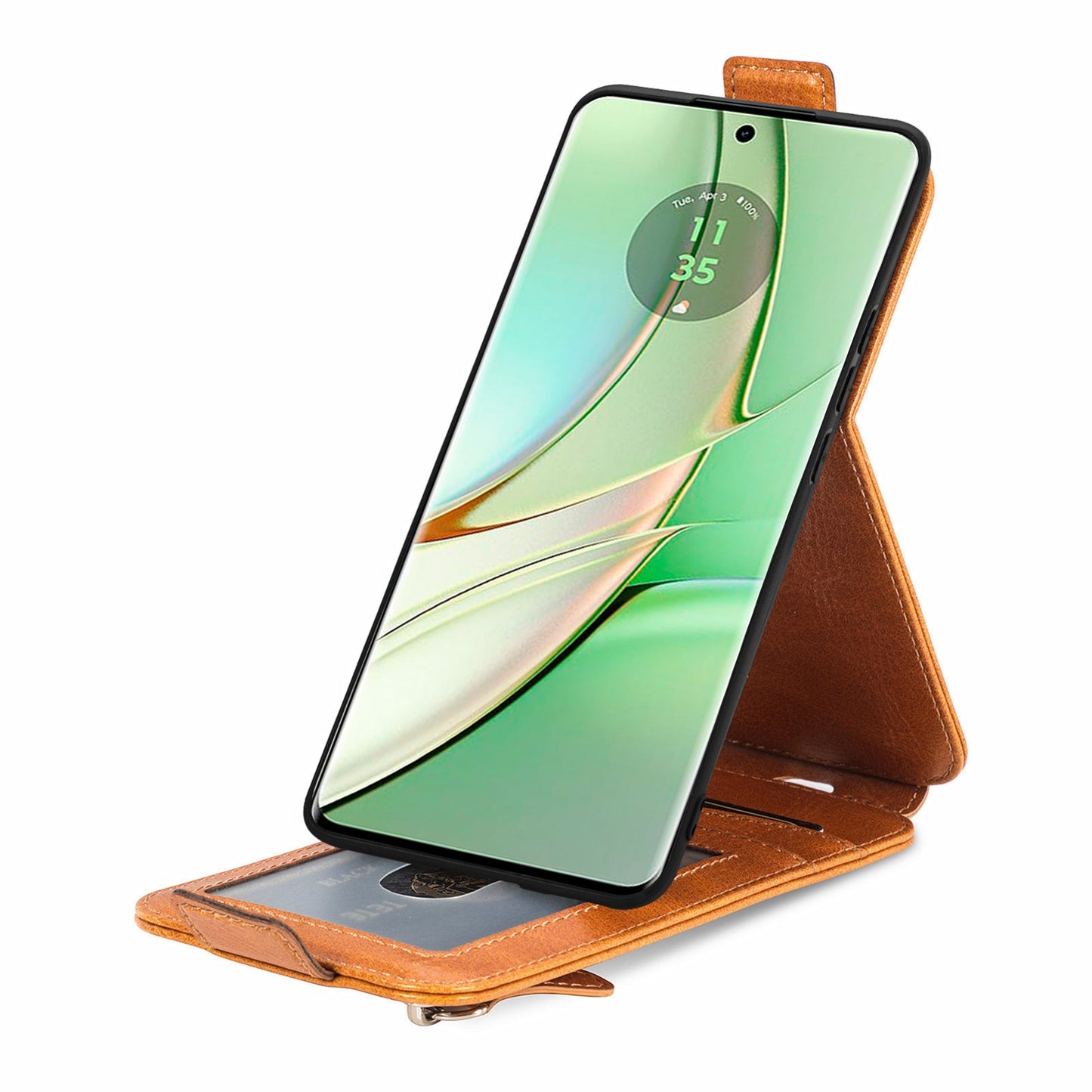 Motorola Moto Edge 40 Zipper Wallet Case - Vertical Flip Leather Phone Cover with Multiple Card Slots and Stand