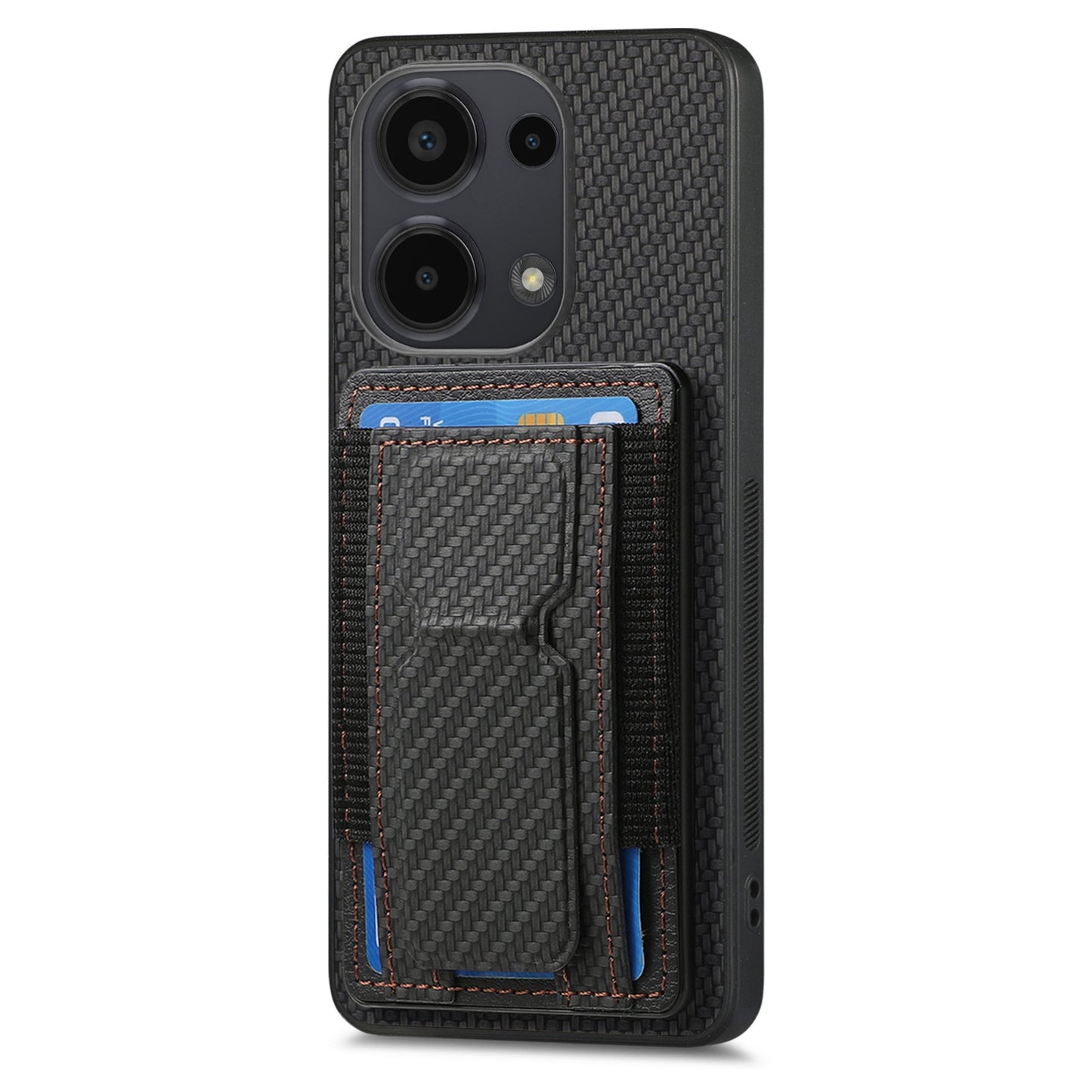 For Xiaomi 12 Pro Carbon Fiber Fold Stand Elastic Card Bag Phone Case with Multi-Functional Wallet