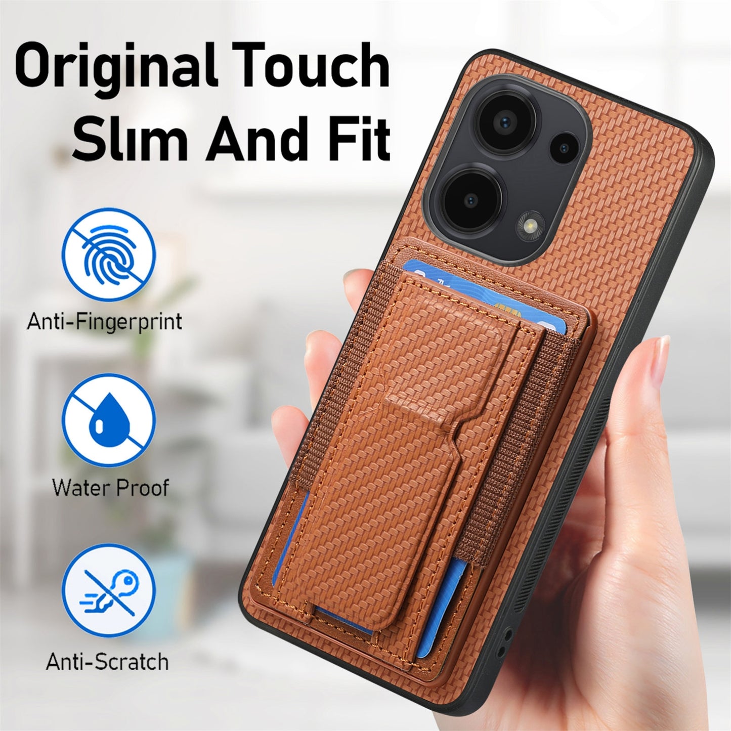 For Xiaomi 12 Pro Carbon Fiber Fold Stand Elastic Card Bag Phone Case with Multi-Functional Wallet