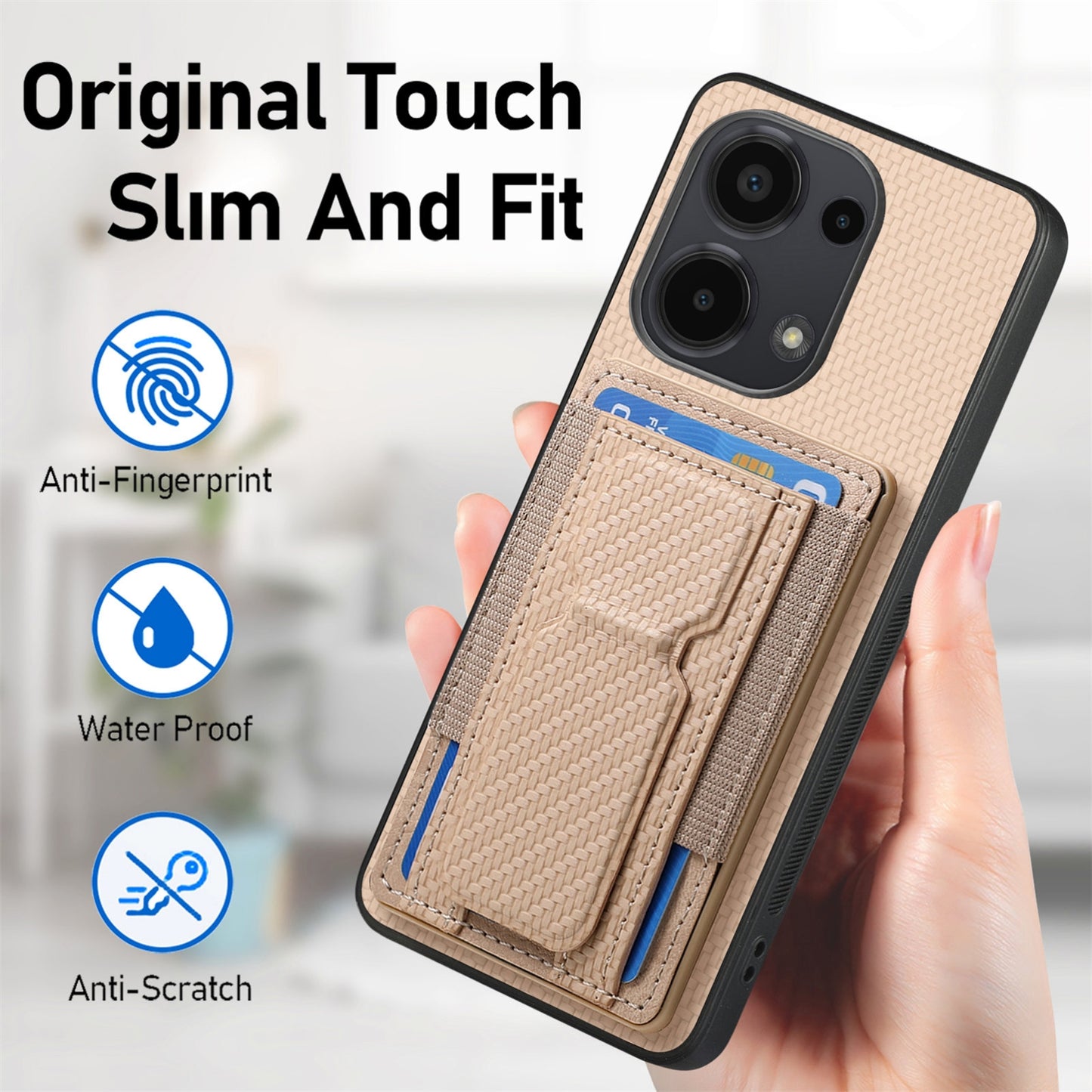 For Xiaomi 12 Pro Carbon Fiber Fold Stand Elastic Card Bag Phone Case with Multi-Functional Wallet