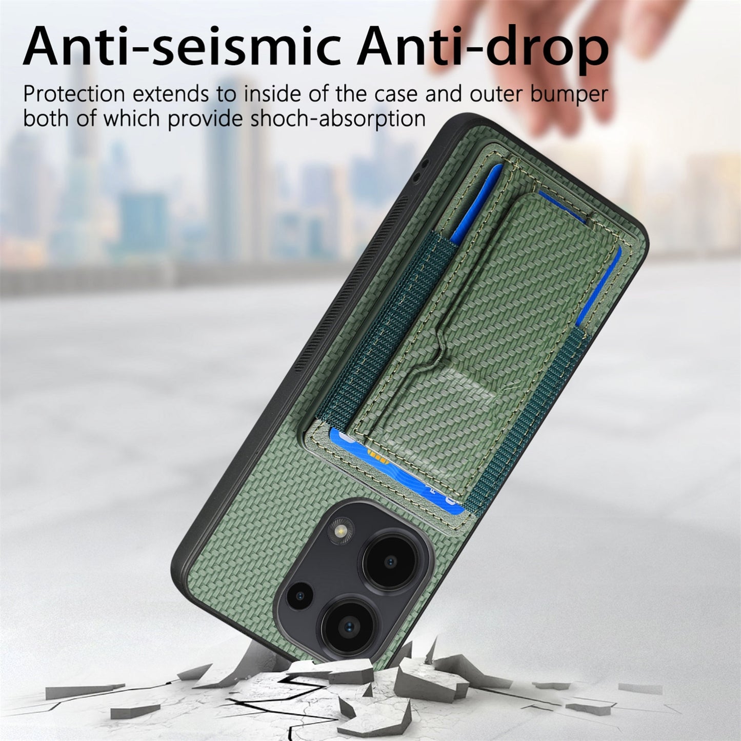 For Xiaomi 12 Pro Carbon Fiber Fold Stand Elastic Card Bag Phone Case with Multi-Functional Wallet