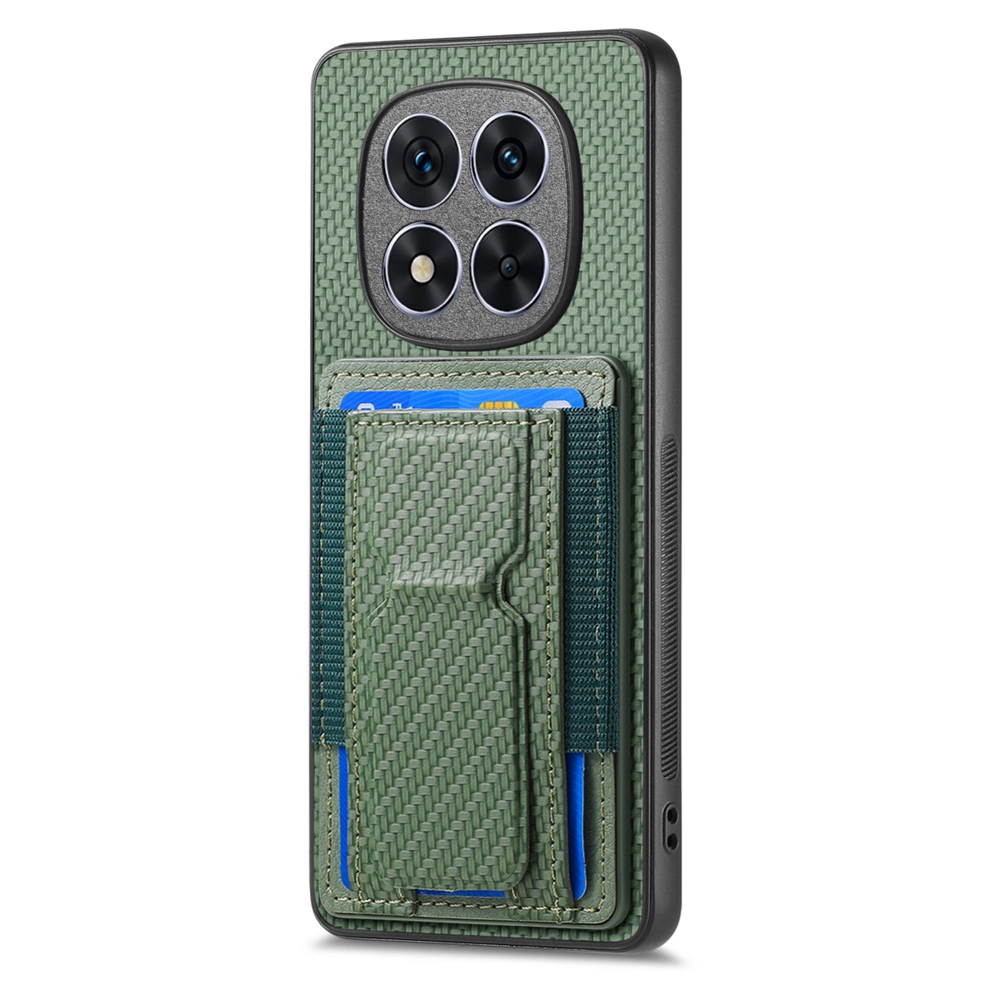 Xiaomi Redmi Note 14 Pro 5G Carbon Fiber Fold Stand Elastic Card Bag Phone Case with Multi-Functional Wallet