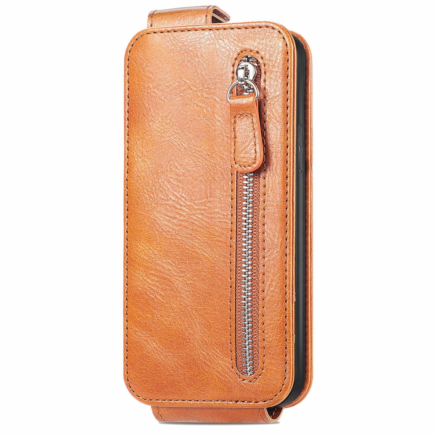 For ZTE Blade A34 Zipper Wallet Case - Vertical Flip Leather Phone Cover with Multiple Card Slots and Stand