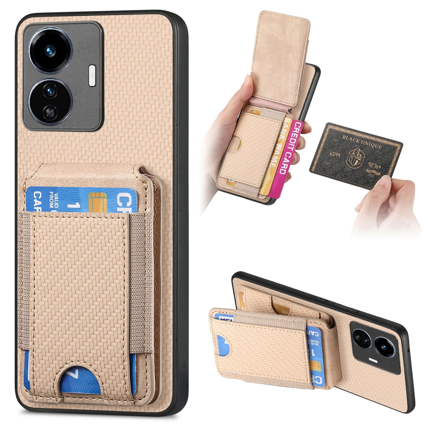 For vivo Y77 5G Vertical Flip Wallet Stand Phone Case with Carbon Fibre Pattern