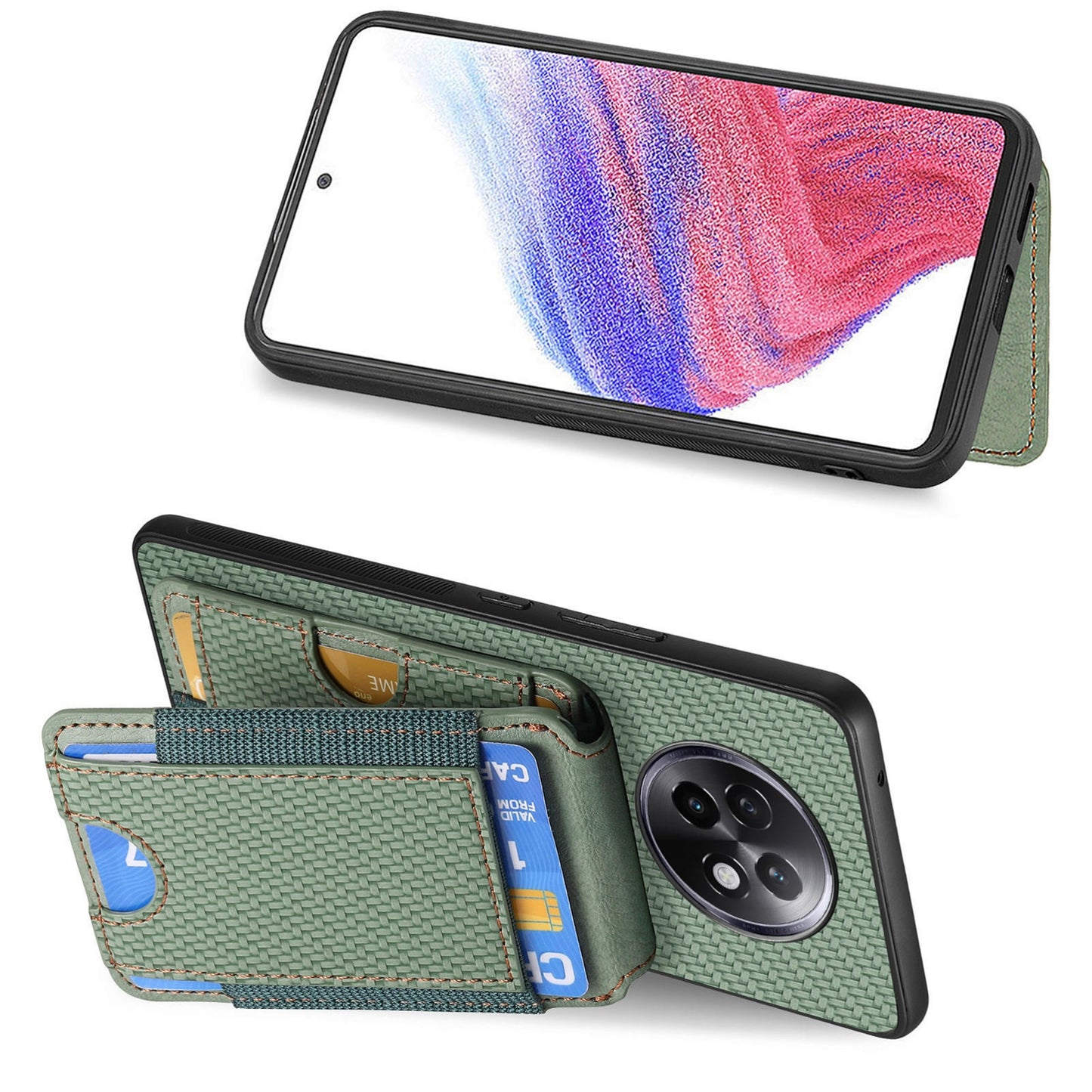 Realme 13 Pro Vertical Flip Wallet Stand Phone Case with Carbon Fibre Pattern