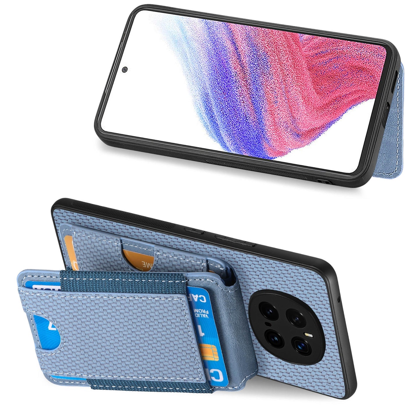 Honor Magic7 Pro Vertical Flip Wallet Stand Phone Case with Carbon Fibre Pattern