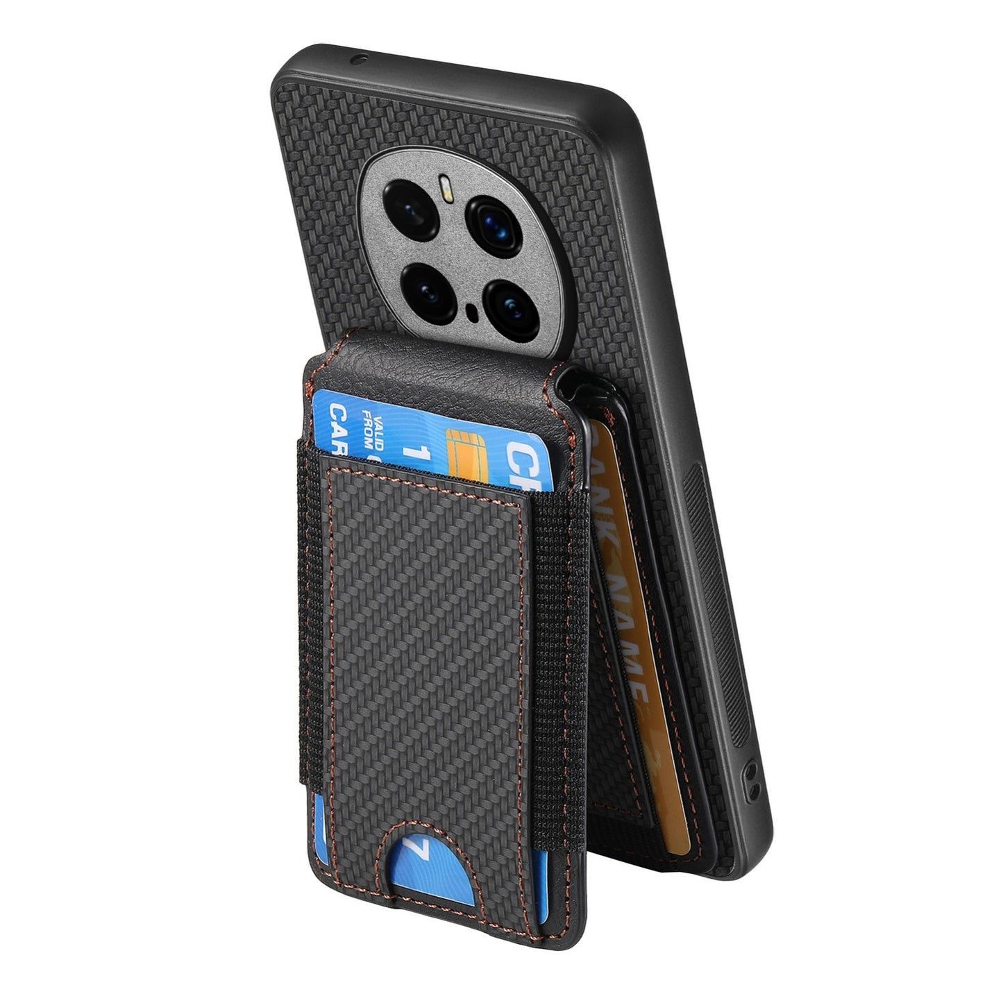Honor Magic7 Pro Vertical Flip Wallet Stand Phone Case with Carbon Fibre Pattern