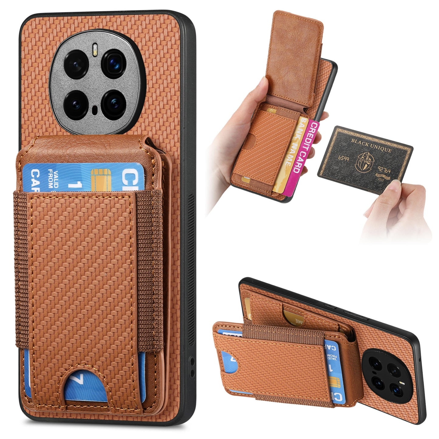 Honor Magic7 Pro Vertical Flip Wallet Stand Phone Case with Carbon Fibre Pattern