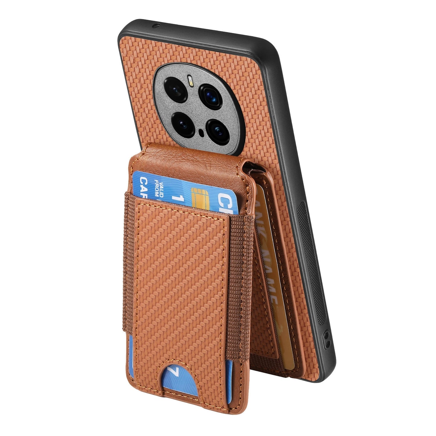 Honor Magic7 Pro Vertical Flip Wallet Stand Phone Case with Carbon Fibre Pattern