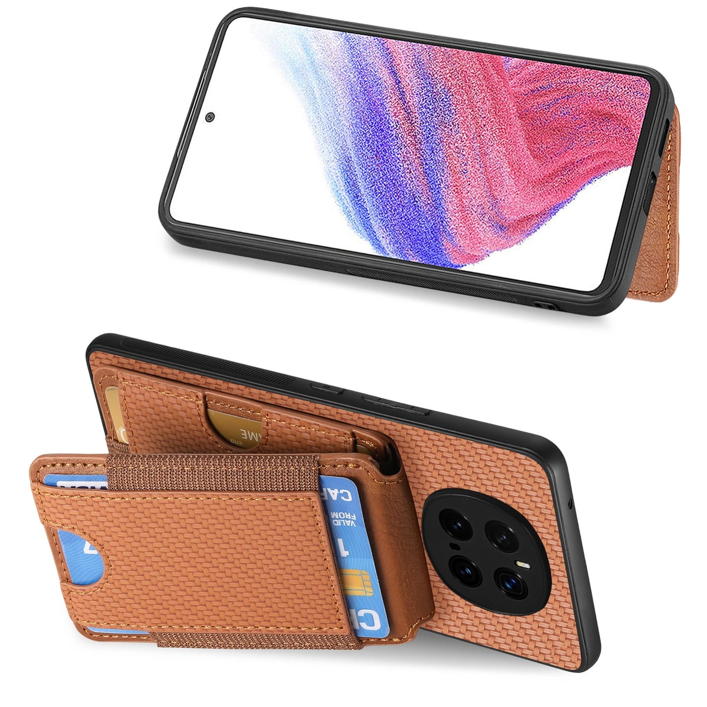 Honor Magic7 Pro Vertical Flip Wallet Stand Phone Case with Carbon Fibre Pattern