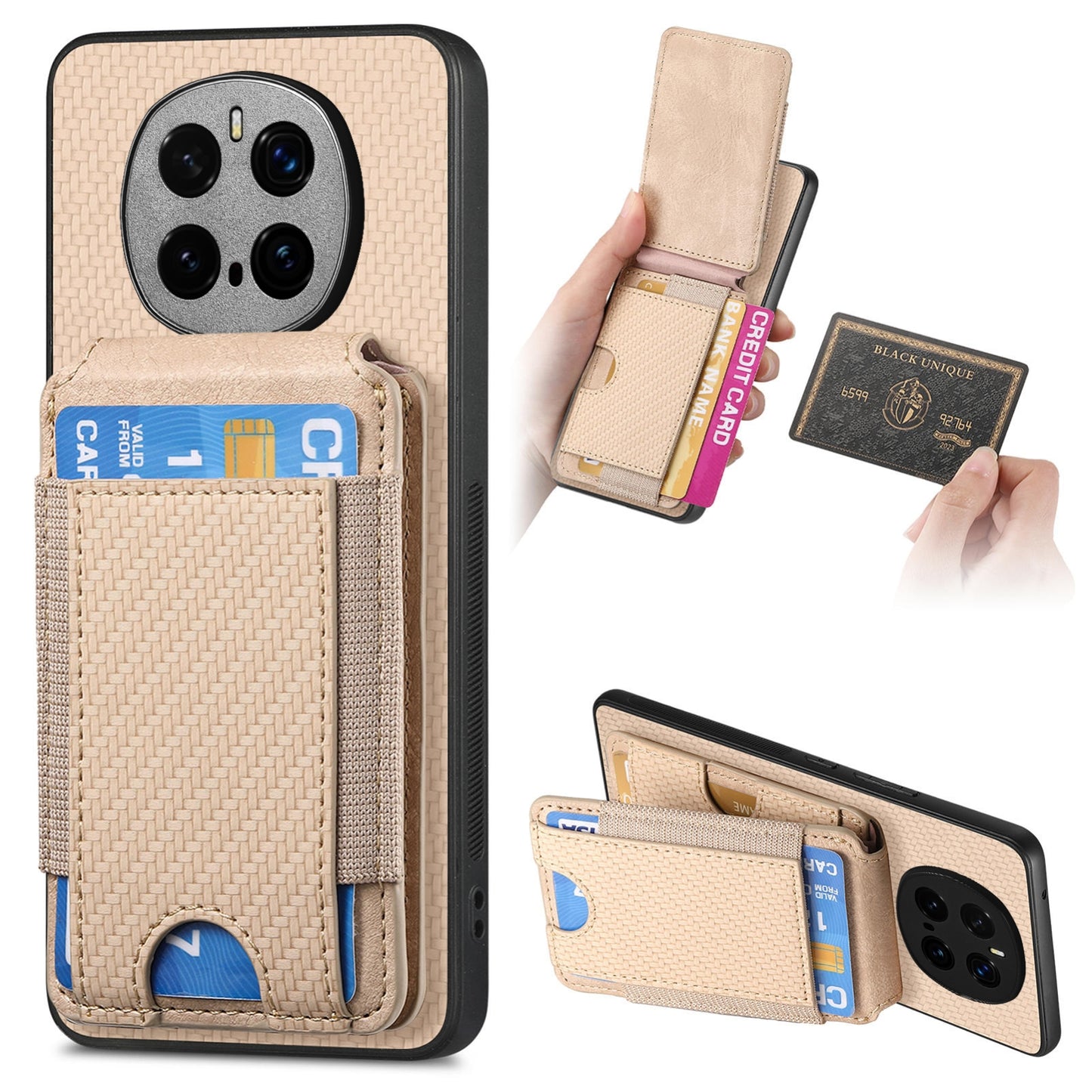 Honor Magic7 Pro Vertical Flip Wallet Stand Phone Case with Carbon Fibre Pattern