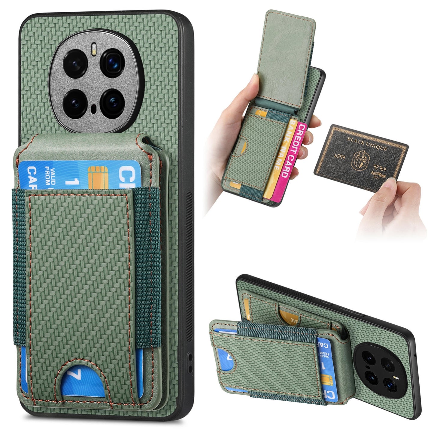 Honor Magic7 Pro Vertical Flip Wallet Stand Phone Case with Carbon Fibre Pattern