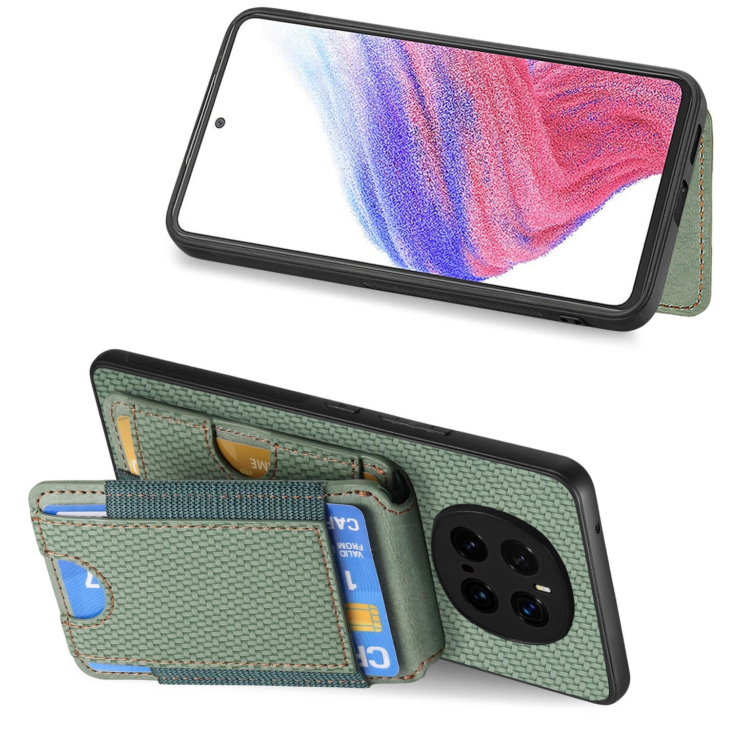 Honor Magic7 Pro Vertical Flip Wallet Stand Phone Case with Carbon Fibre Pattern