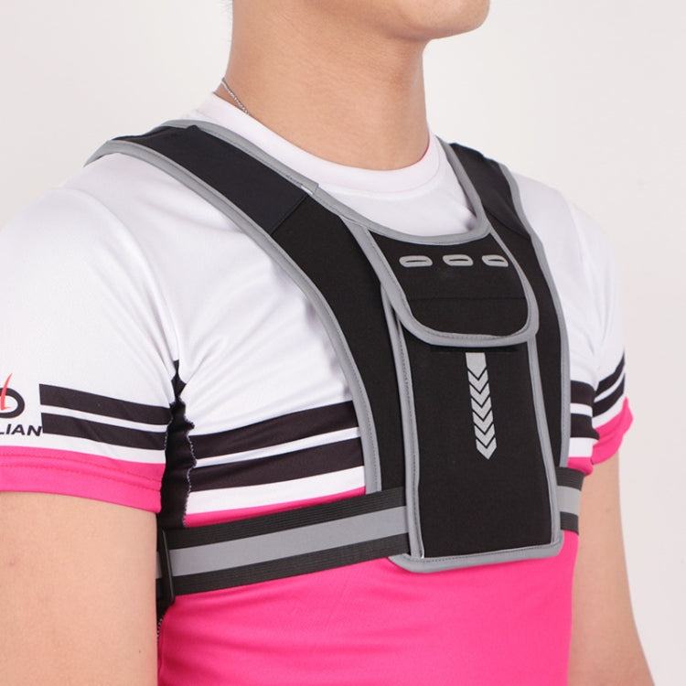 High-Visibility Reflective Running Vest with Phone Holder for Outdoor Sports – Fits 8-inch Phones