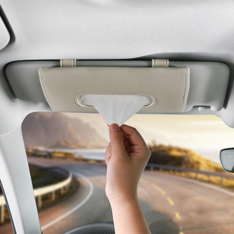 Eco-Friendly Leather Car Sun Visor Tissue Box | Compact Hanging Storage Organizer