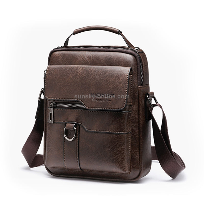 Vintage PU Leather Crossbody Business Bag for Men - Classic Handbag