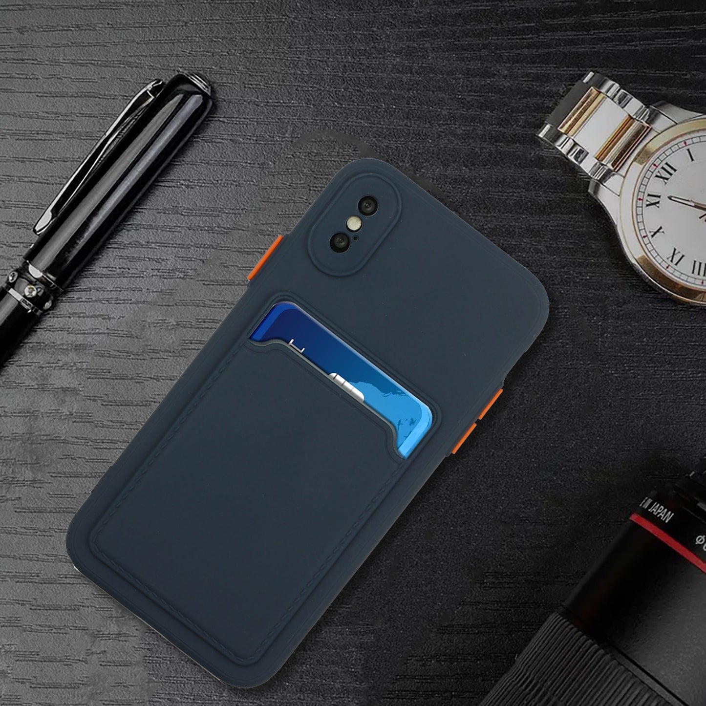 For Apple iPhone X/XS Shockproof TPU Case with Card Holder - Durable & Lightweight Design