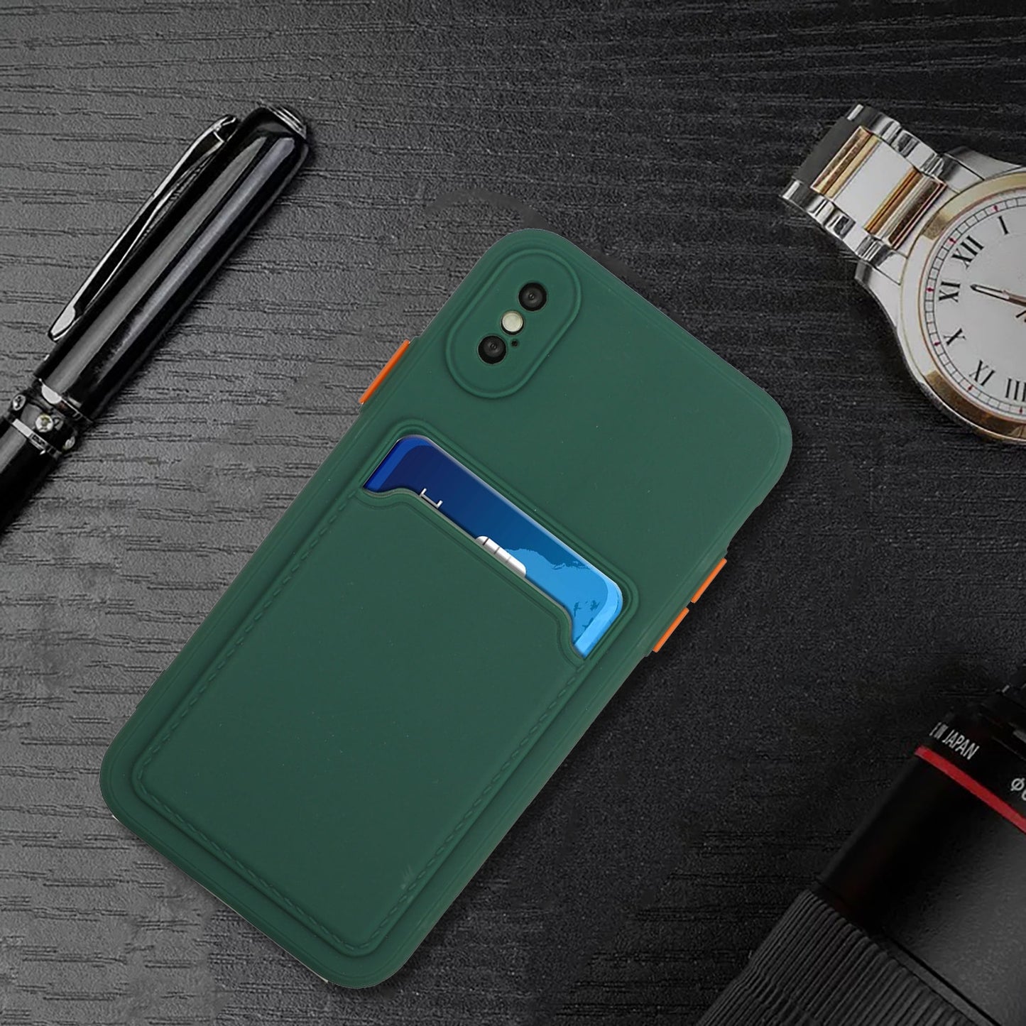 For Apple iPhone X/XS Shockproof TPU Case with Card Holder - Durable & Lightweight Design