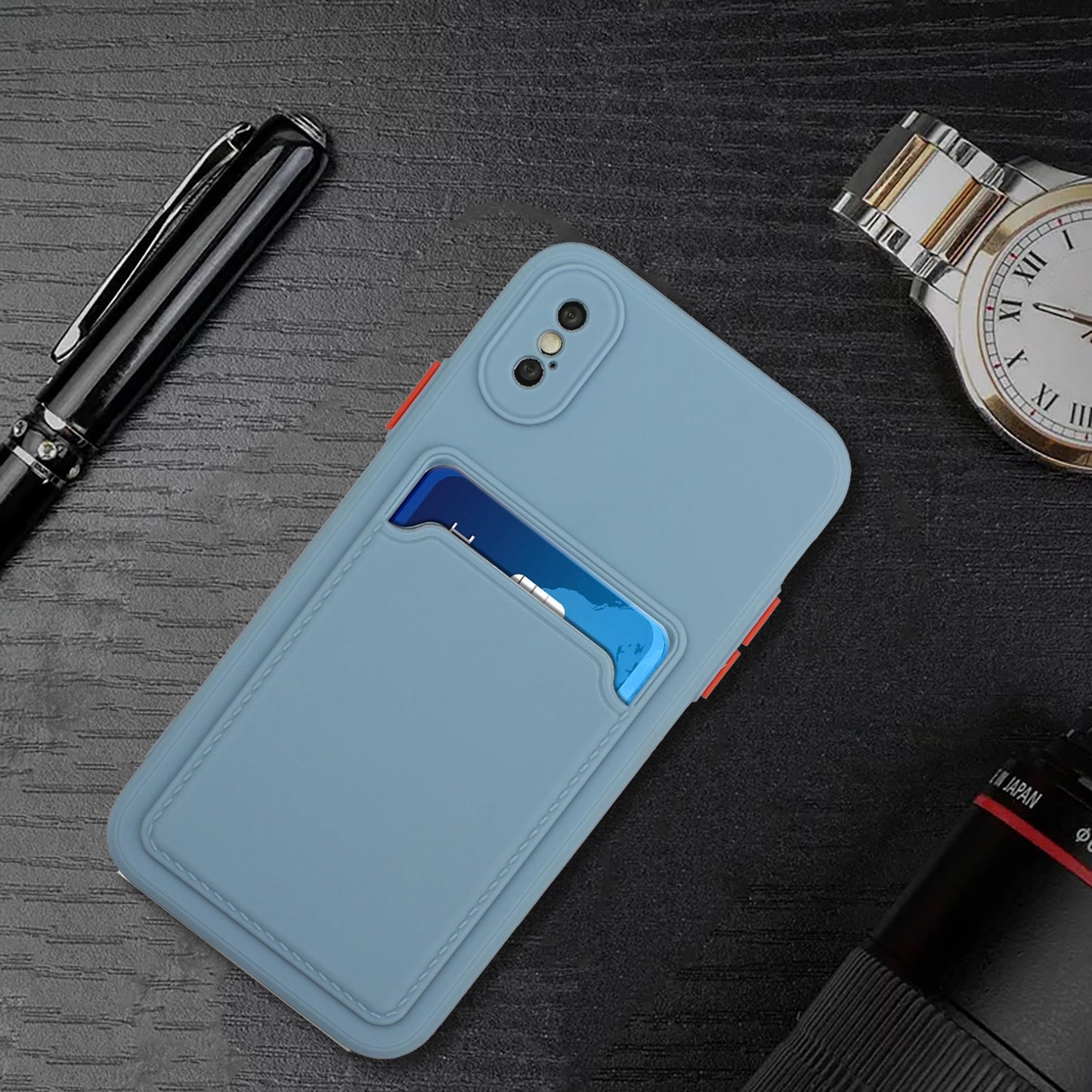 For Apple iPhone X/XS Shockproof TPU Case with Card Holder - Durable & Lightweight Design