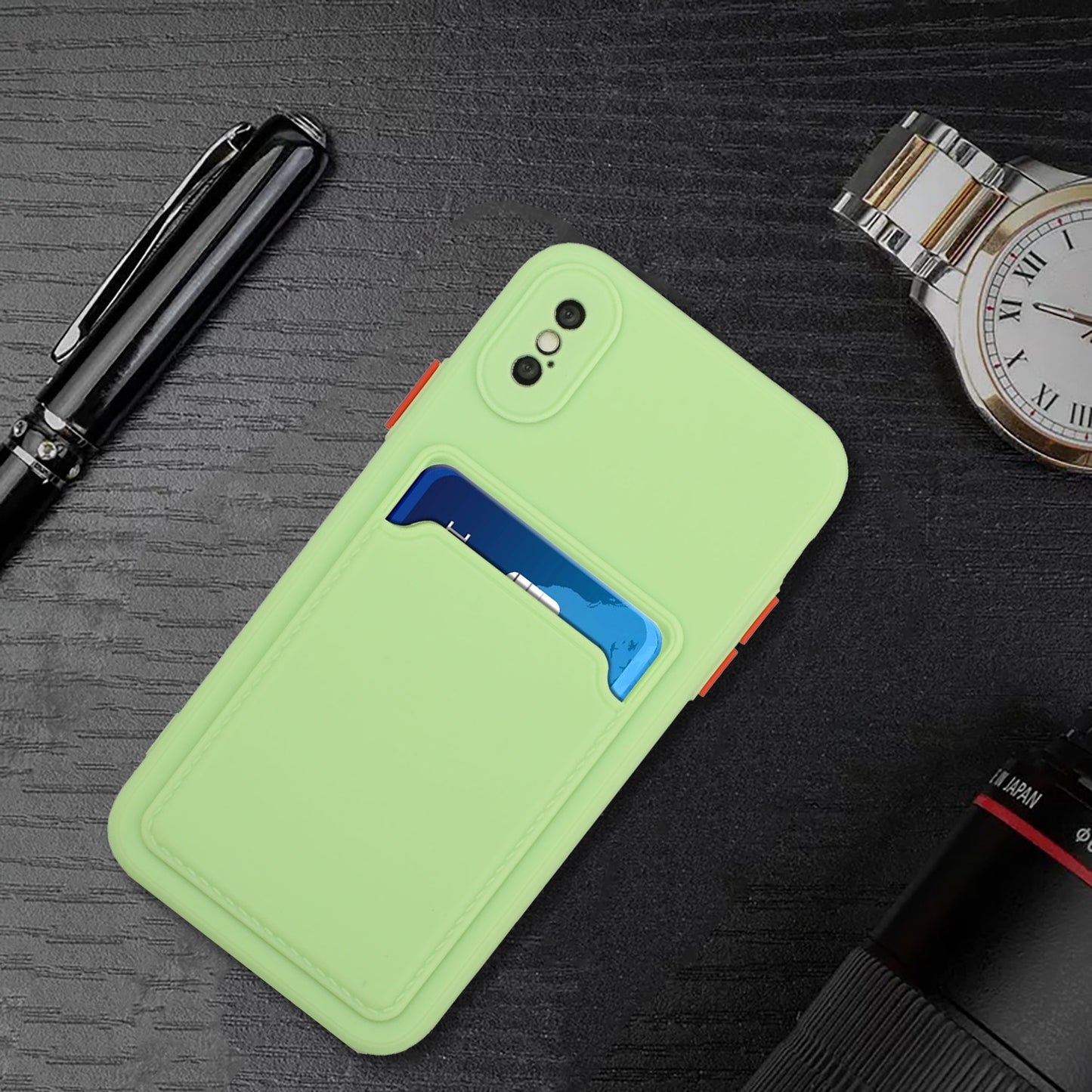 For Apple iPhone X/XS Shockproof TPU Case with Card Holder - Durable & Lightweight Design