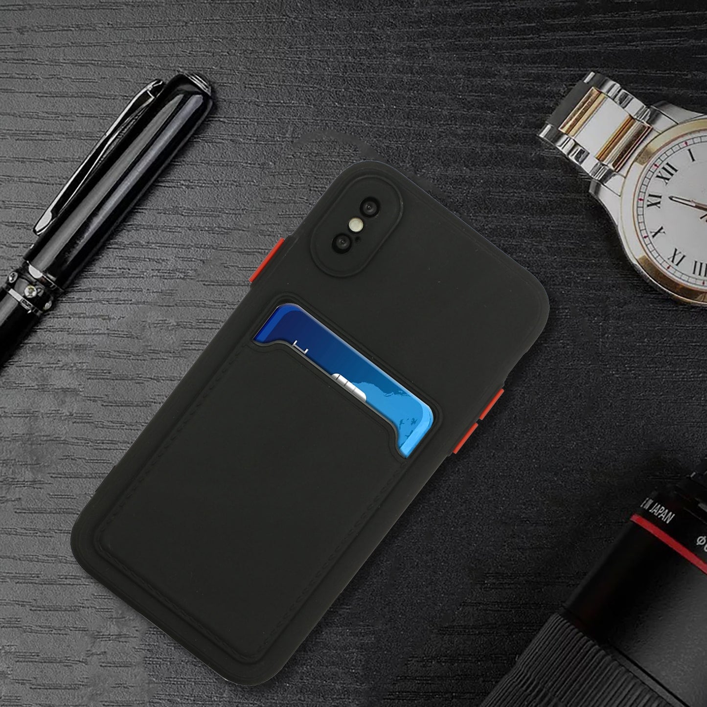 For Apple iPhone X/XS Shockproof TPU Case with Card Holder - Durable & Lightweight Design