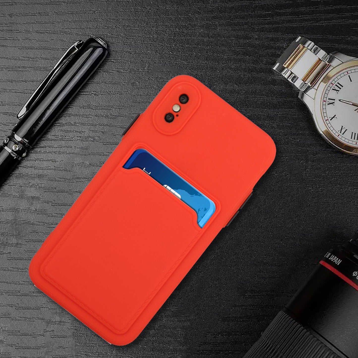For Apple iPhone X/XS Shockproof TPU Case with Card Holder - Durable & Lightweight Design