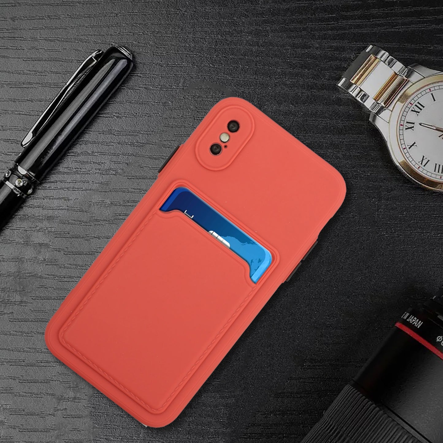 For Apple iPhone X/XS Shockproof TPU Case with Card Holder - Durable & Lightweight Design