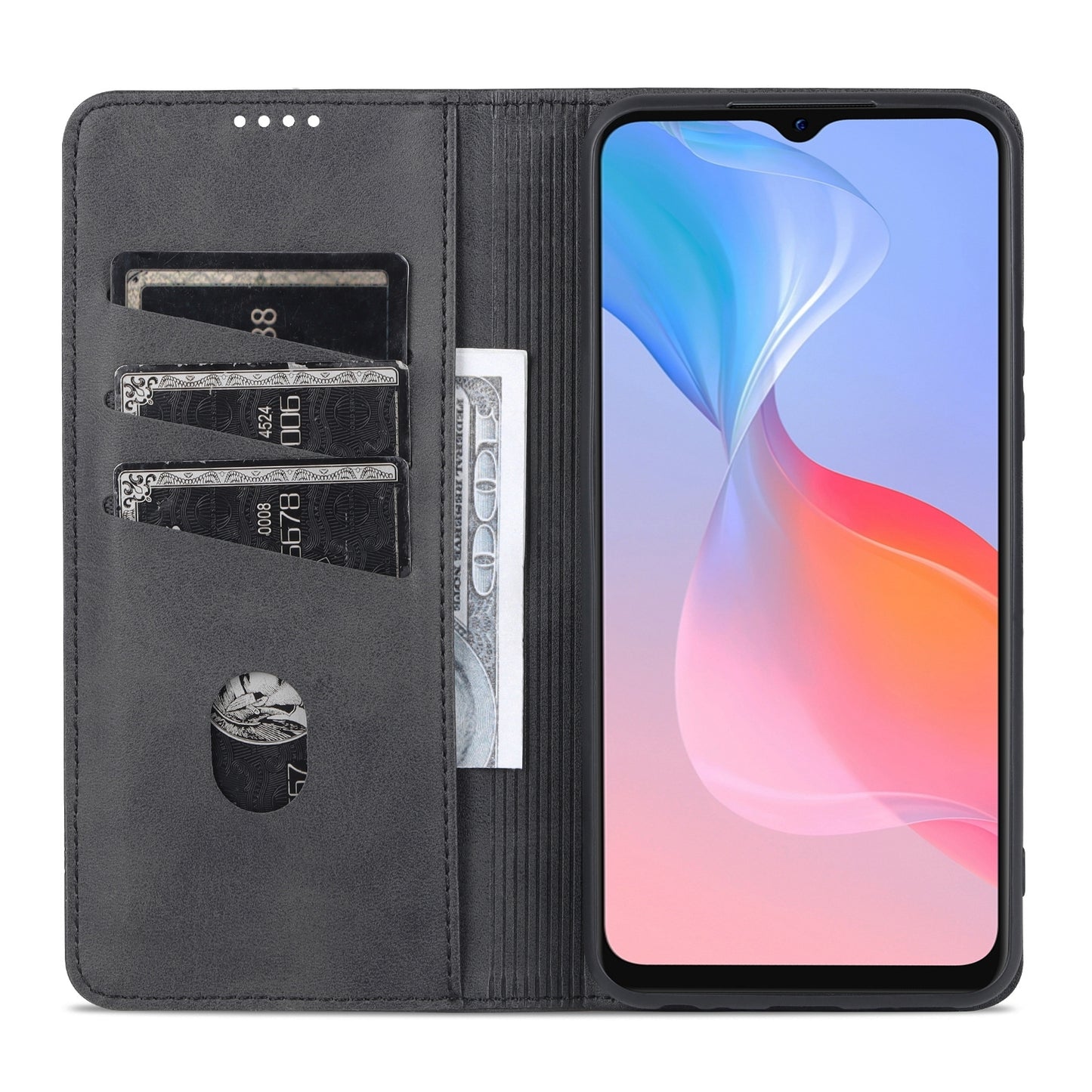 For Vivo Y21/Y33S Leather Wallet Case with Card Holder & Magnetic Closure