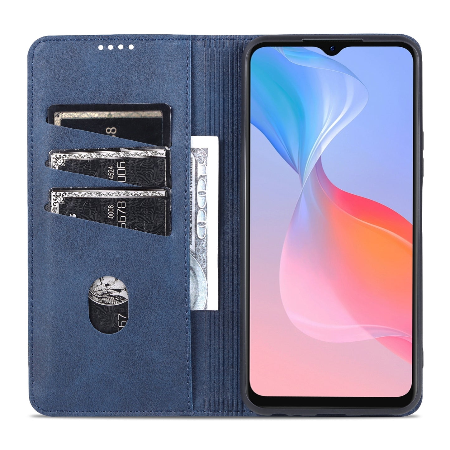 For Vivo Y21/Y33S Leather Wallet Case with Card Holder & Magnetic Closure
