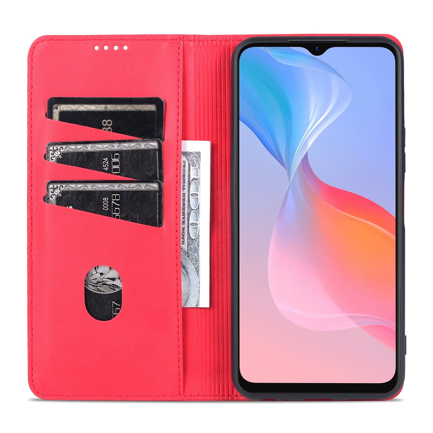 For Vivo Y21/Y33S Leather Wallet Case with Card Holder & Magnetic Closure
