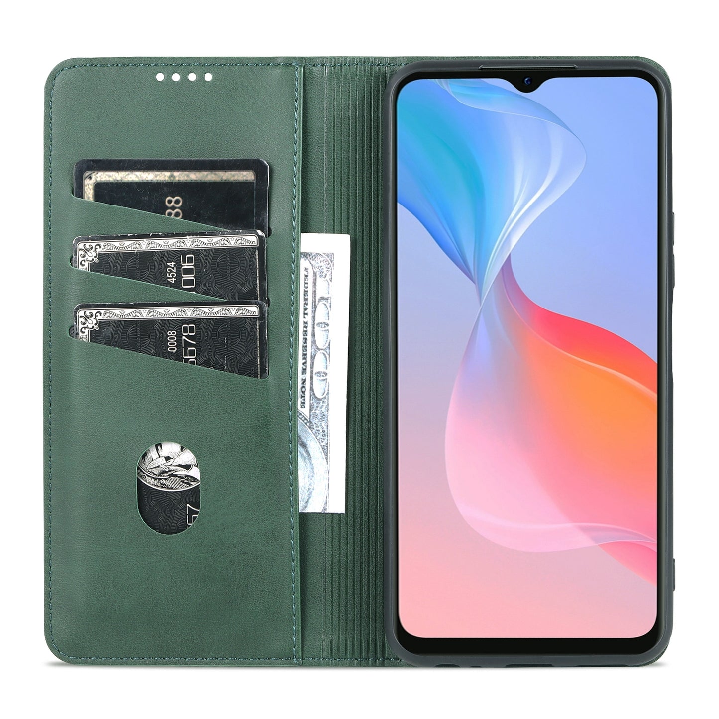 For Vivo Y21/Y33S Leather Wallet Case with Card Holder & Magnetic Closure