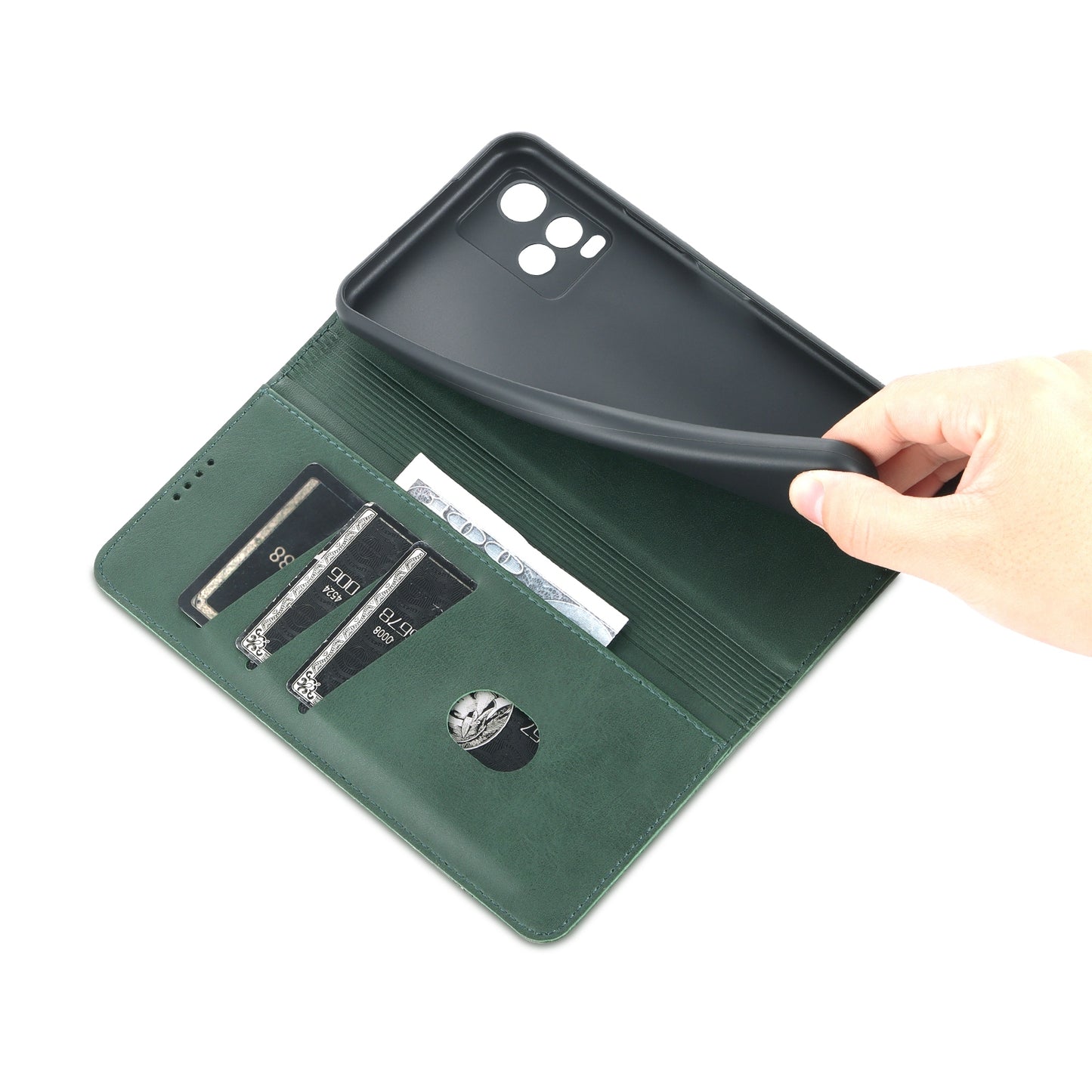 For Vivo Y21/Y33S Leather Wallet Case with Card Holder & Magnetic Closure