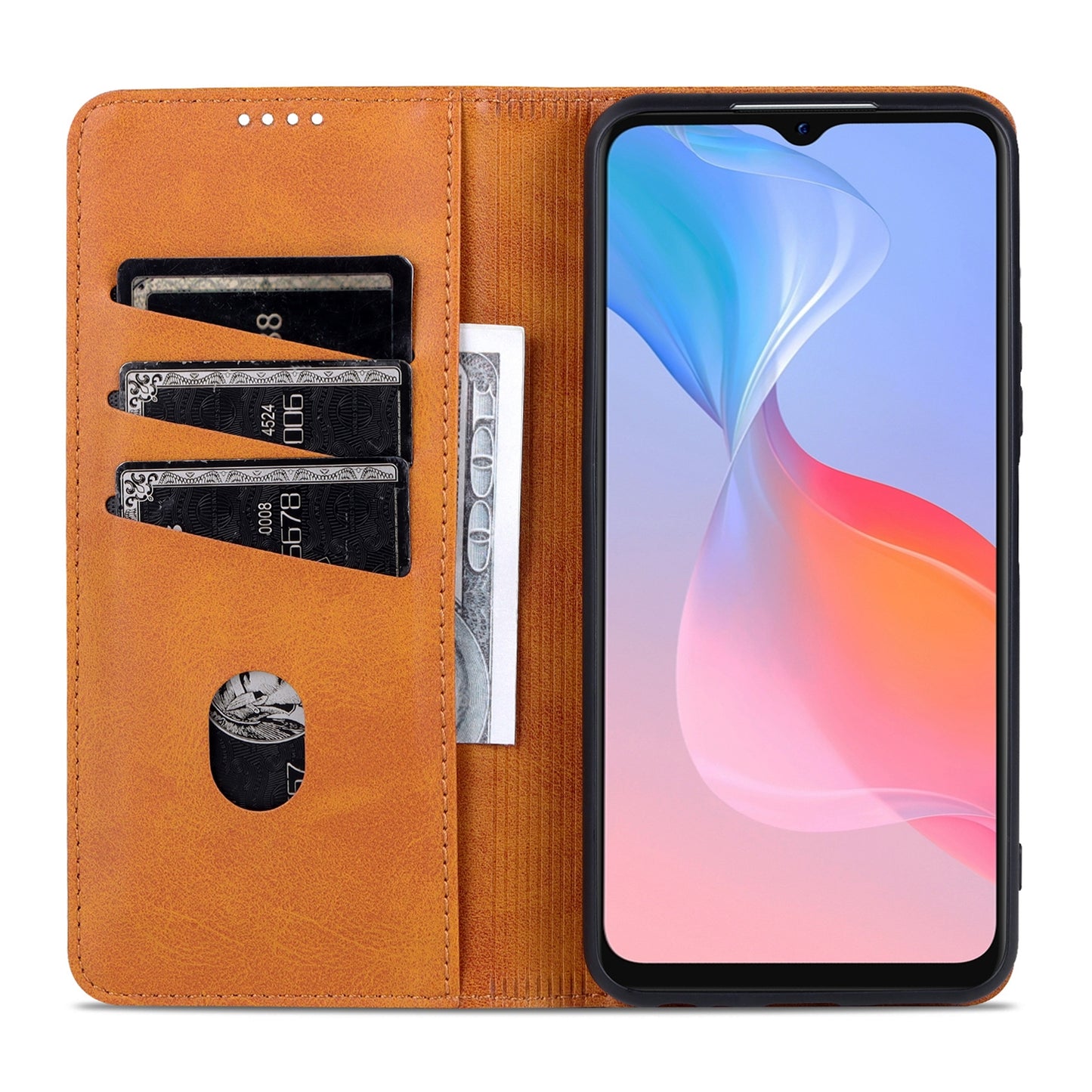 For Vivo Y21/Y33S Leather Wallet Case with Card Holder & Magnetic Closure